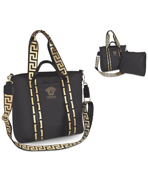 versace perfume metallic gold tone tote purse